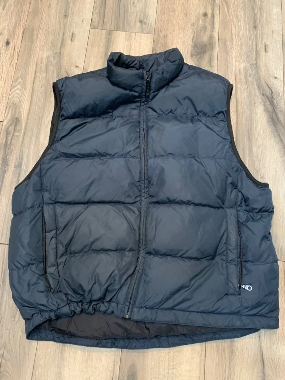 Eddie Bauer Mens XL Navy Goose Down Vest FLAWS